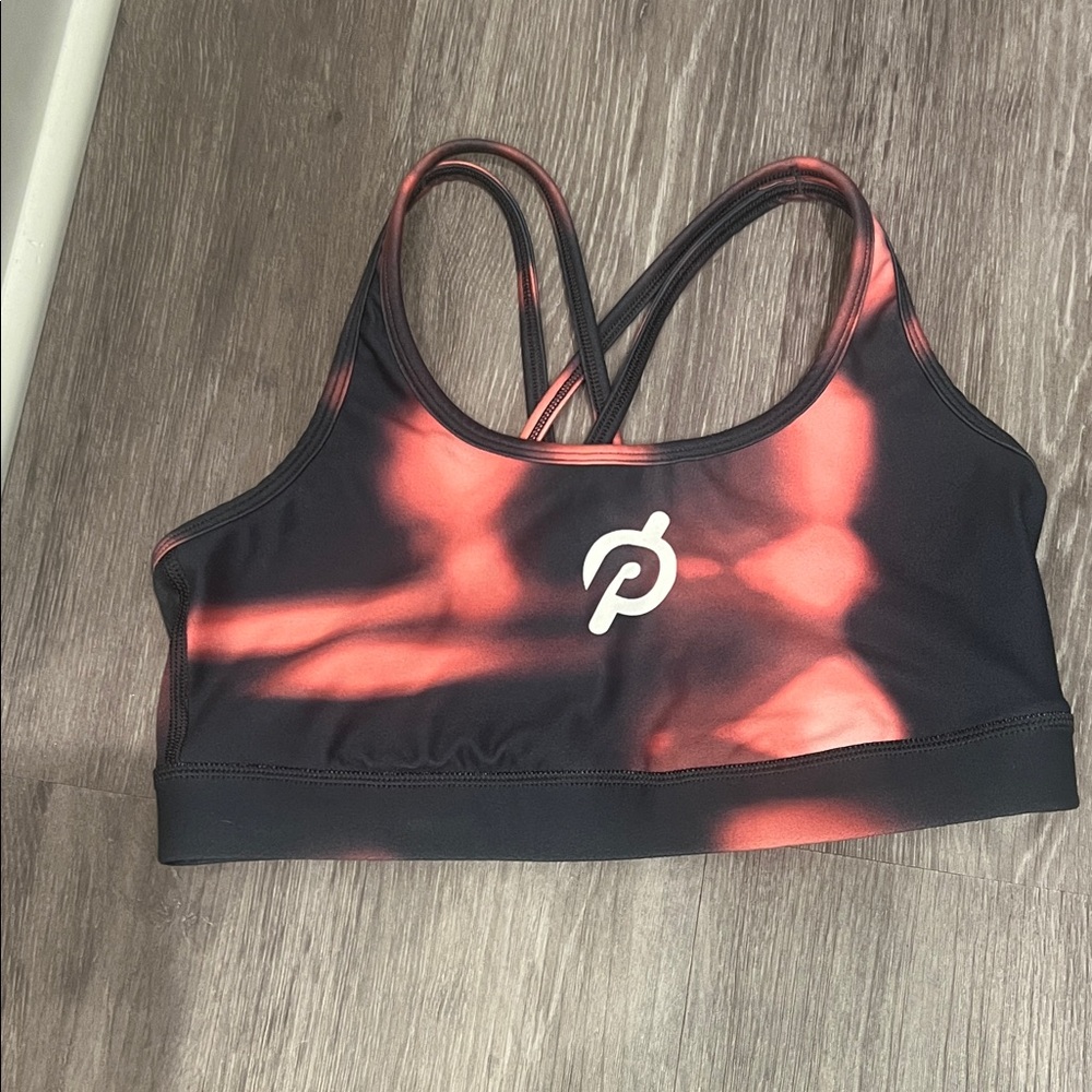Peloton Soft Black and Orange Sports Bra